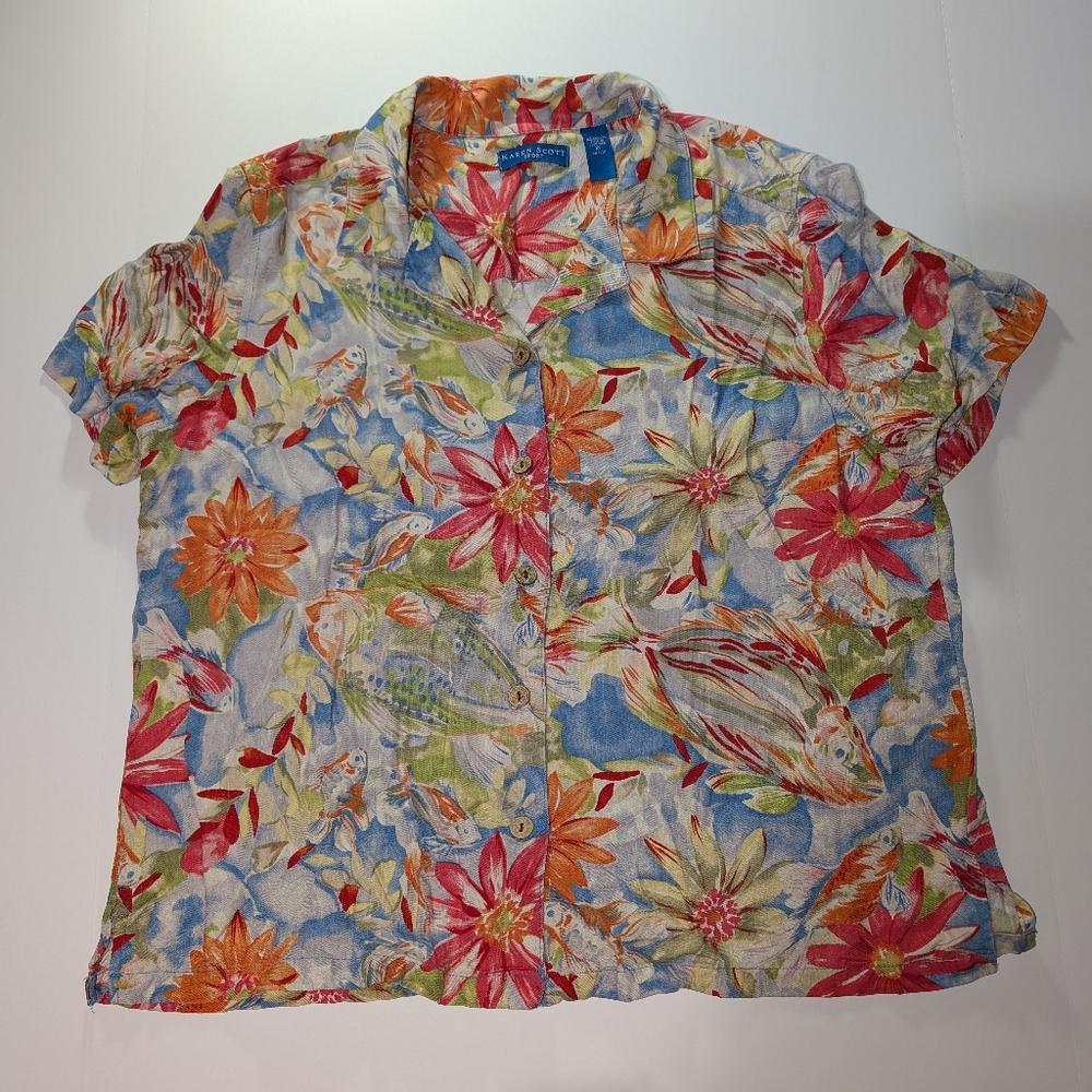Cute Vintage 90's Karen Scott Sport Hawaiian Shirt